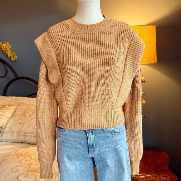 Babaton Grazia Sweater Tan 100% Merino Wool NWOT - Picture 1 of 9